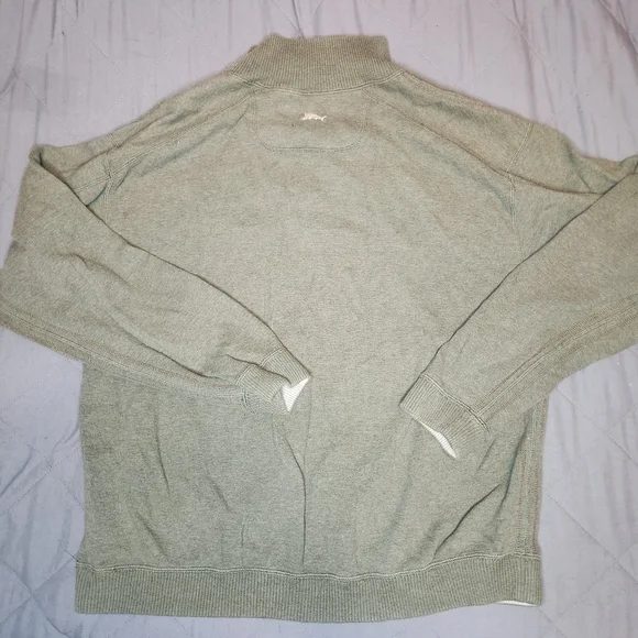 Tommy Bahama Cotton Quarter Zip Sweater Olive Green Men Mock Neck Long Sleeve - Picture 5 of 11